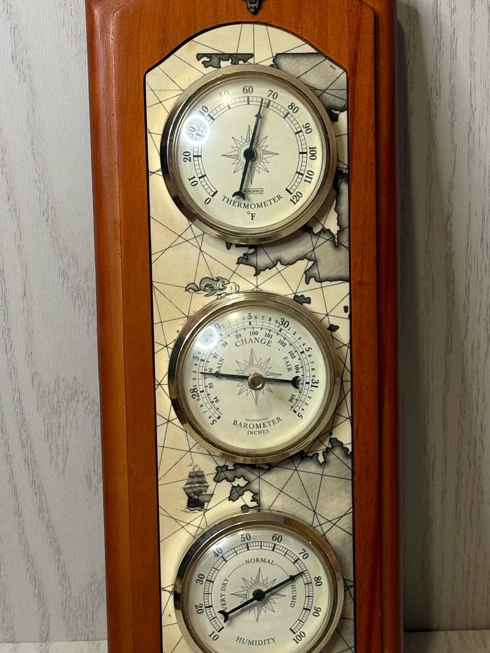 Wood Finish Wall Weather Station Nautical Temperature Humidity
